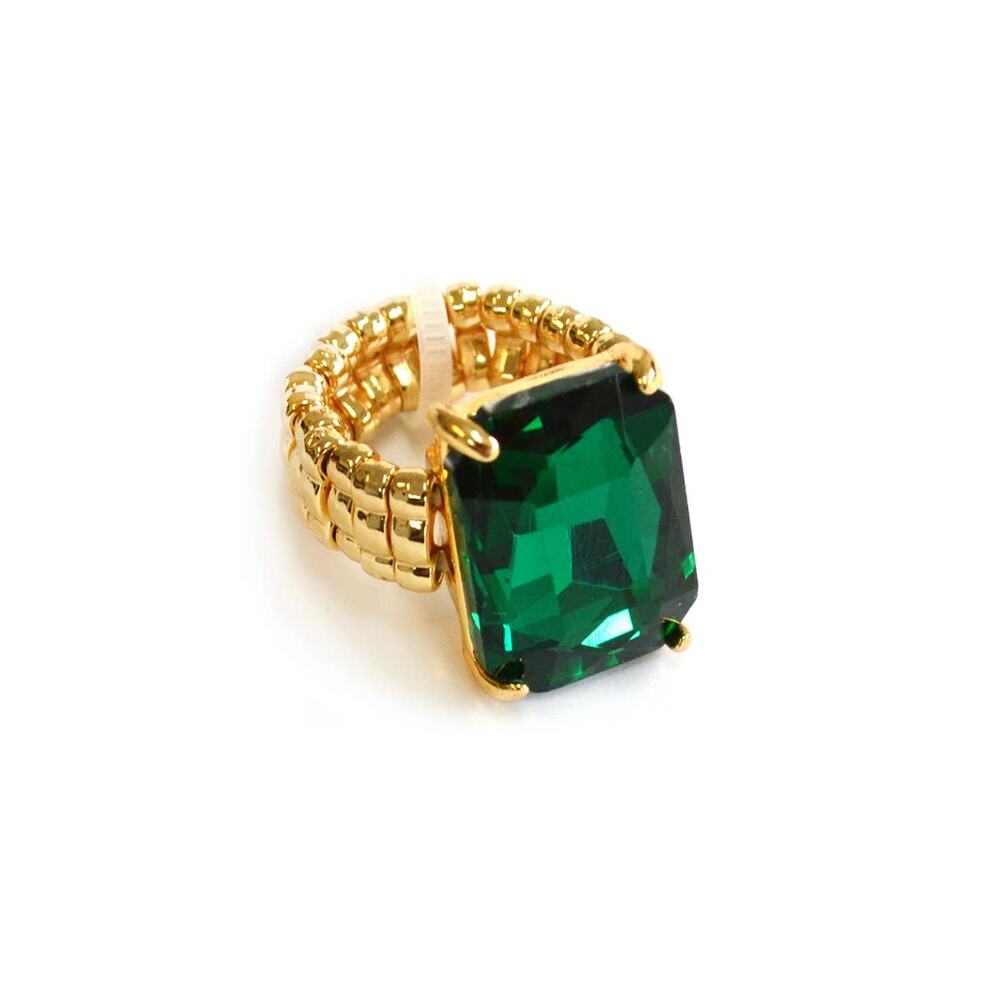 Dopamine Rectangular Glass Cocktail Stretch Adjustable Ring - Picture 13 of 16